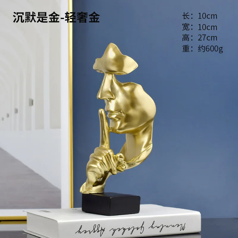 European-style "Silence Is Golden" Series of Abstract Resin Sculptures Decorative Items for Living Rooms Offices Creative Gifts