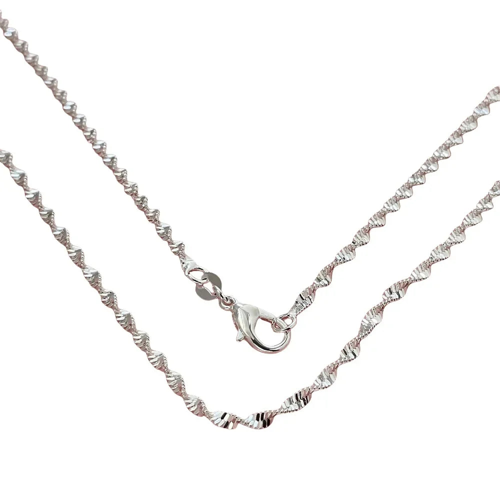 Sterling Silver Side Chain Necklace — 2mm
