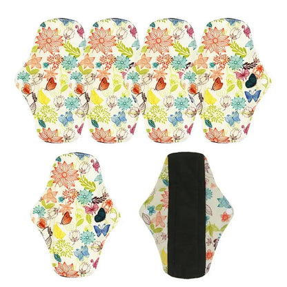 5Pcs Washable Sanitary Towels Menstrual Pad Reusable Bamboo Charcoal Women Napkins Feminine Hygiene Product Period Cloth Pads
