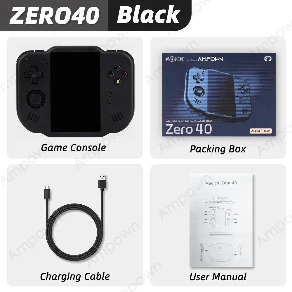 AMPOWN ZERO 40 Video Game Console 4'' IPS Multi-touch Screen Android A133P Support Wifi Bluetooth Vibration Motor Magicx Zero40