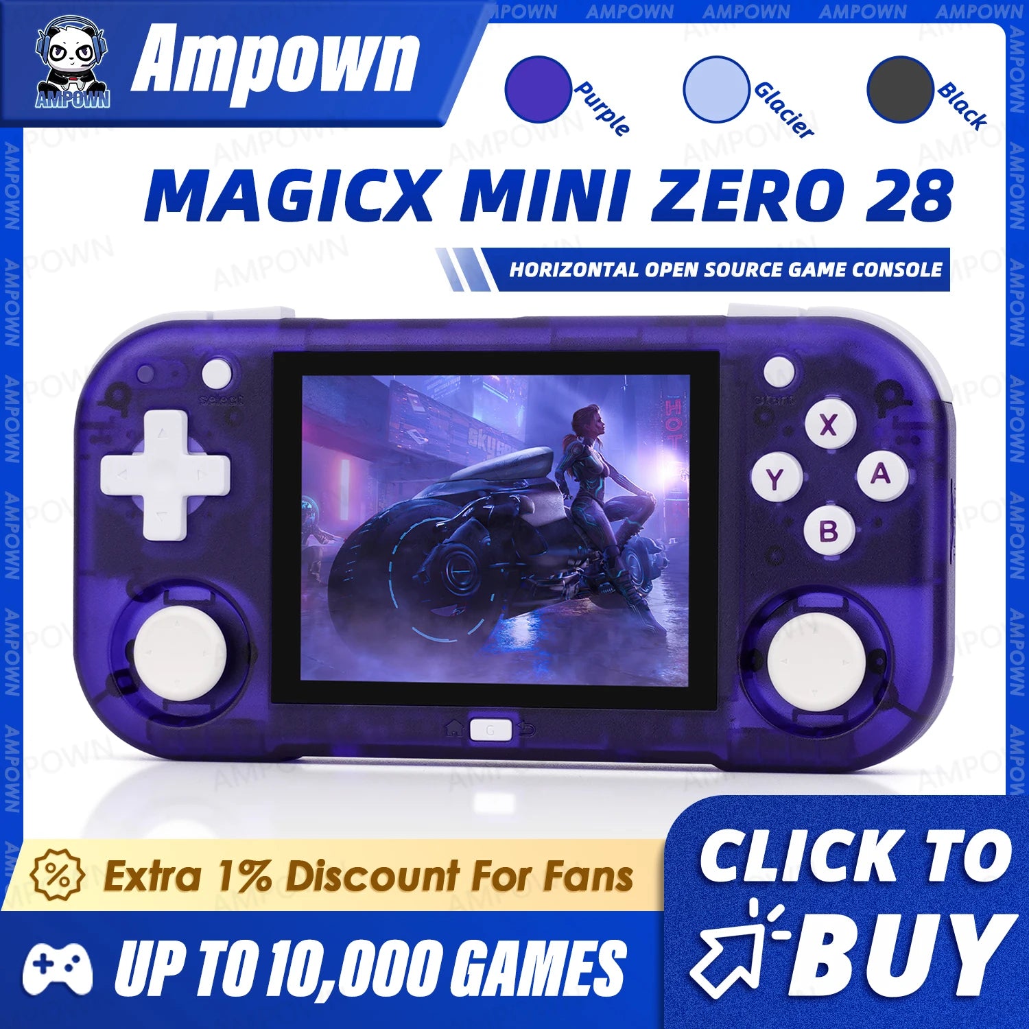 Ampown Mini Zero 28 Handheld Game Console 2.8'' IPS Screen AllWinner Processor Android System 2.4GWIFI MAGICX ZERO28 Player Gift