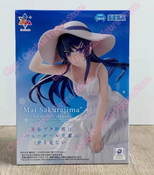 In Stock 100% Original Sega Luminasta Anime Aobuta Sakurajima Mai Summer Dress Pvc Anime FiguresCollectible Model Toys