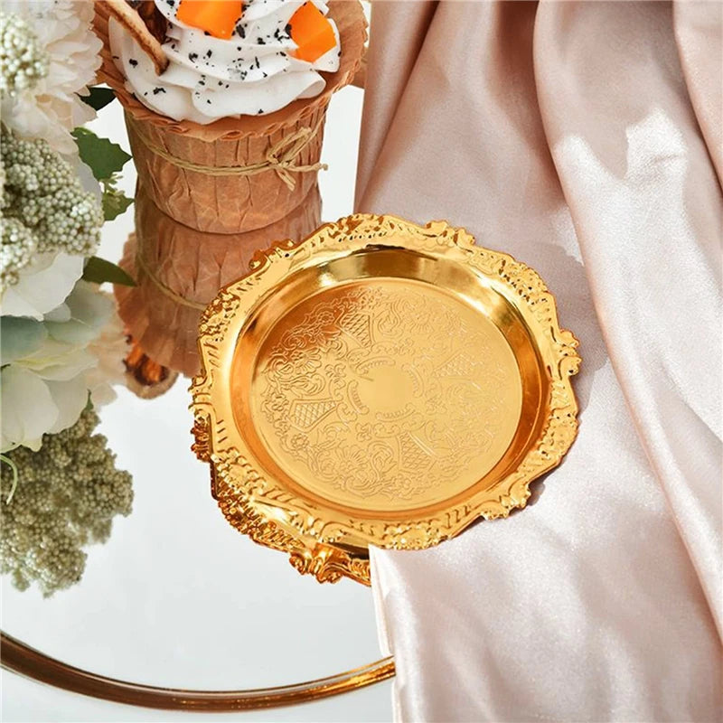Metal Shell Storage Tray Round Glass Plate Jewelry Dish Earrings Ring Display Tray Fruit Dish Plate Desktop Decor Photo Props