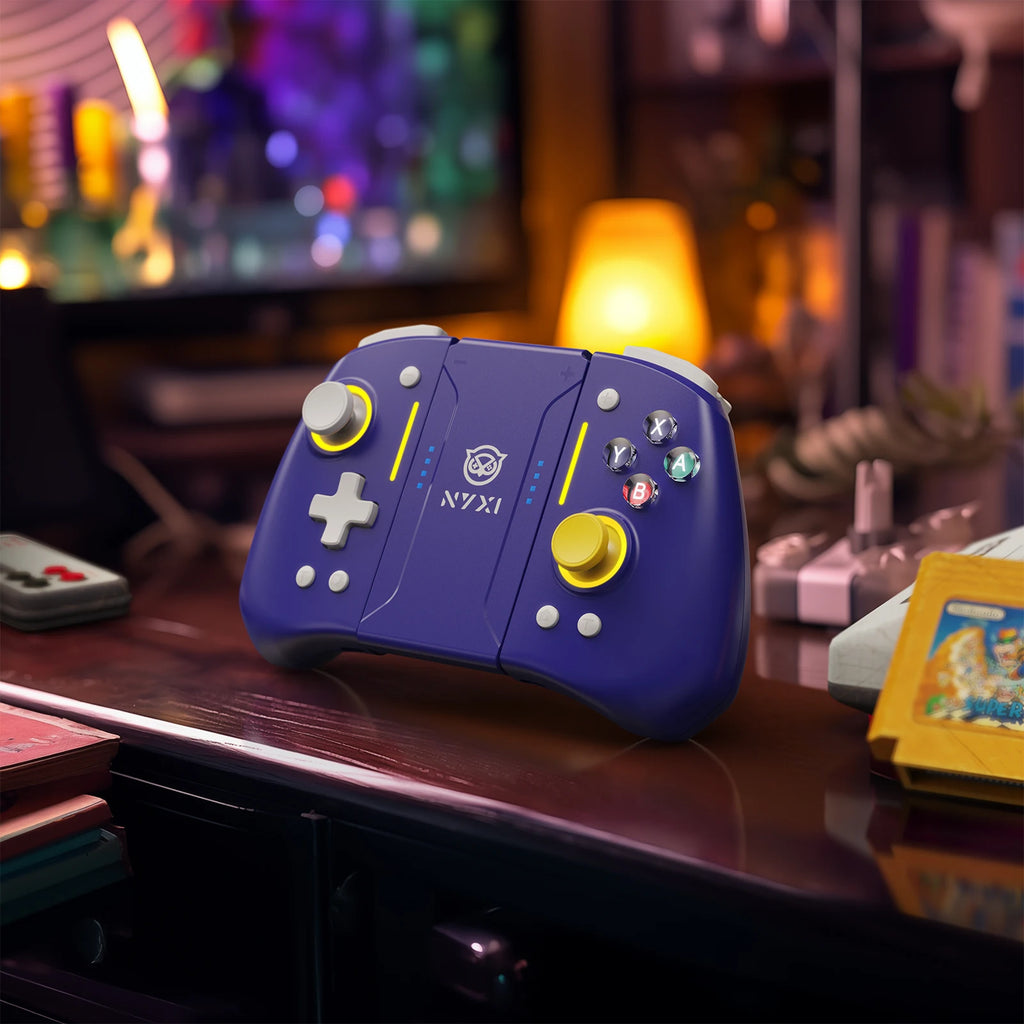 NYXI Hyperion Pro Hall Joystick Wireless Game Controller Purple Gamepad with RGB Lights for Nintendo Switch