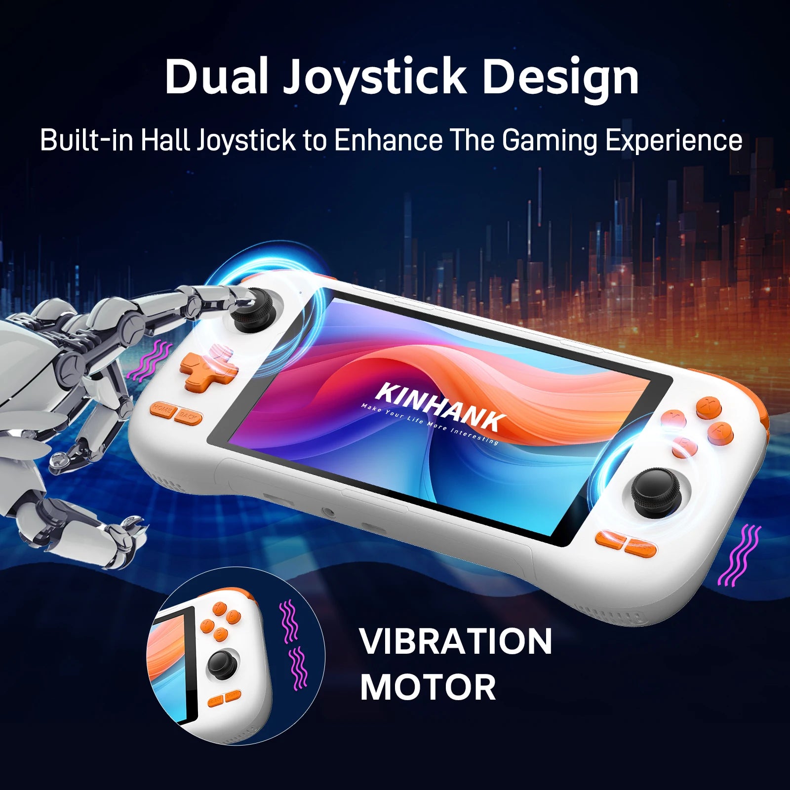 KINHANK K56 Handheld Game Console 5.5'' Touch Screen 50 Emulators for PS1/PSP/DC/SS Android 14 5000mAh WIFI5 Retro Game Player