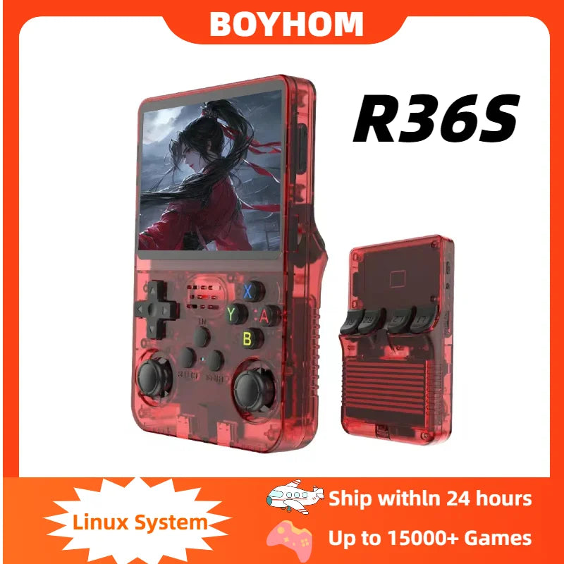 R36S Retro Handheld Video Game Console Linux System 3.5 Inch IPS Screen Portable Pocket Video Player R35S 64GB Games