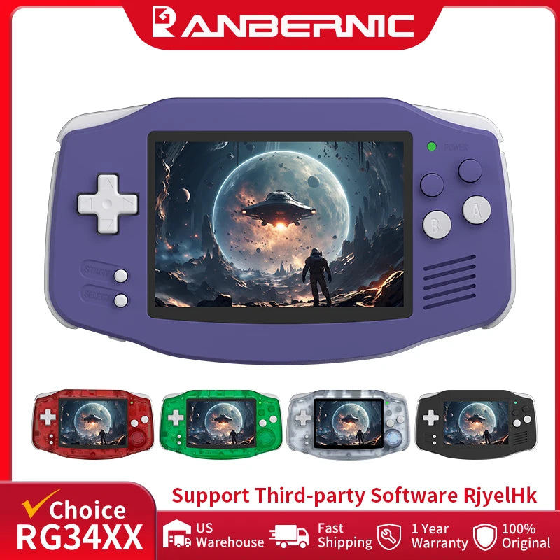 ANBERNIC RG34XX Retro Handheld Game Console 3.4" IPS Screen Linux 64-bit Video Gaming Player Support WiFi Bluetooth HD TV Output