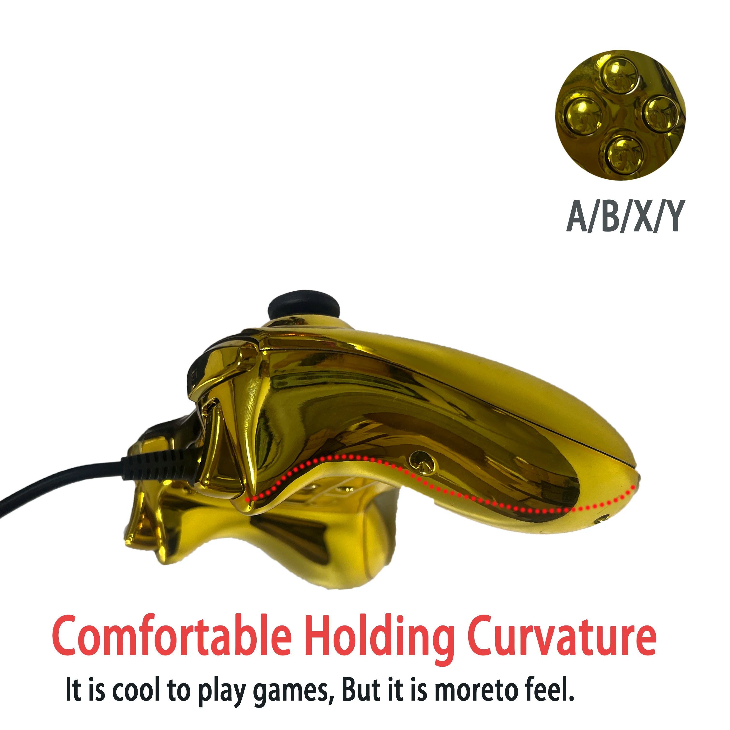 Wired Game Controller with Sleek Electroplated Finish – USB Gaming Peripheral, Compatible with Xbox 360 & PC