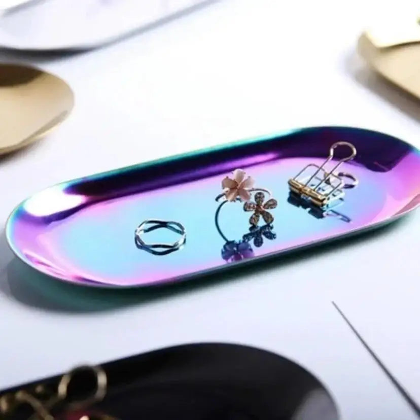 1 Piece Metal Tray Gold Simple Stainless Steel Storage Tray Decorative Ornaments Creative Furniture Home