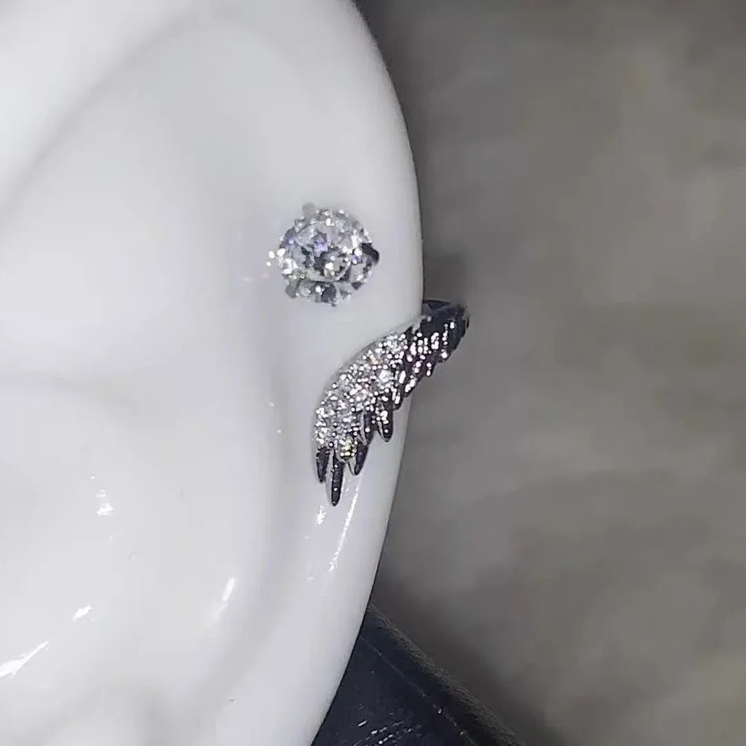 LATS 1pcs Silver Color Wing Ear Bone Nail for Women New Fashion Zircon Earrings Accessories Fashion Jewelry