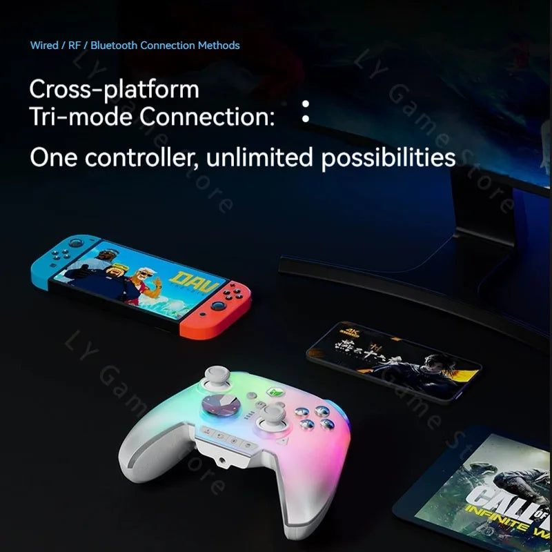BIGBIGWON Rainbow3 Wireless Bluetooth Game Controllers With 1000mAh Battery Life Gamepads 3.5mm Audio Interface For PC Switch