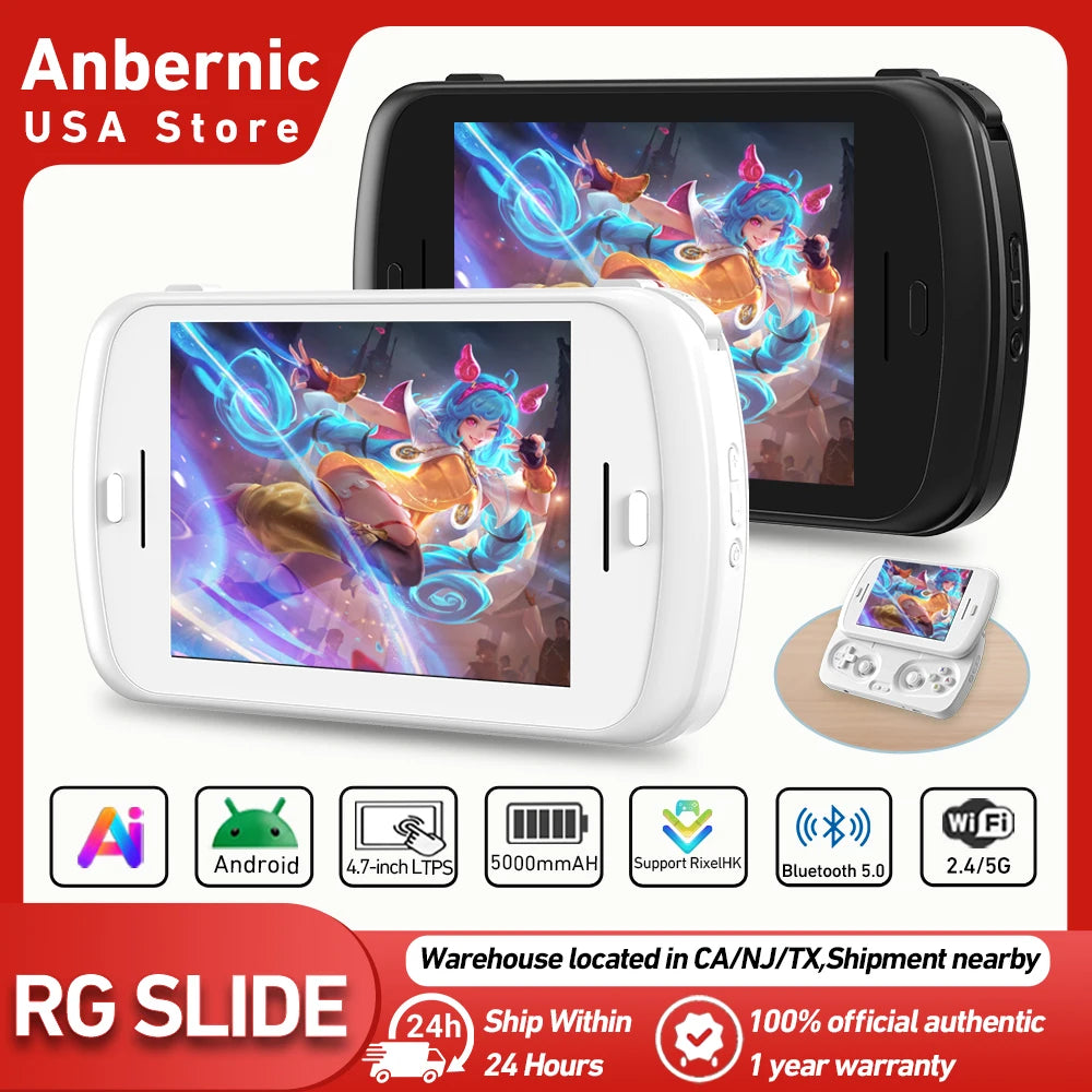ANBERNIC RG Slide Video Handheld Game Console 4.7" LTPS In-Cell Screen Android 5000mAh Support FOTA Wireless Upgrade Streaming