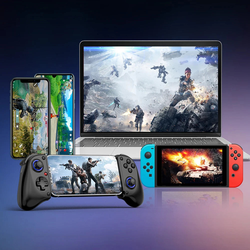 Mobile Phone Stretching Game Controller Wireless BT Mobile Gaming Controller Mobile Phone Gamepad for Switch/Android/iOS/PC/Xbox