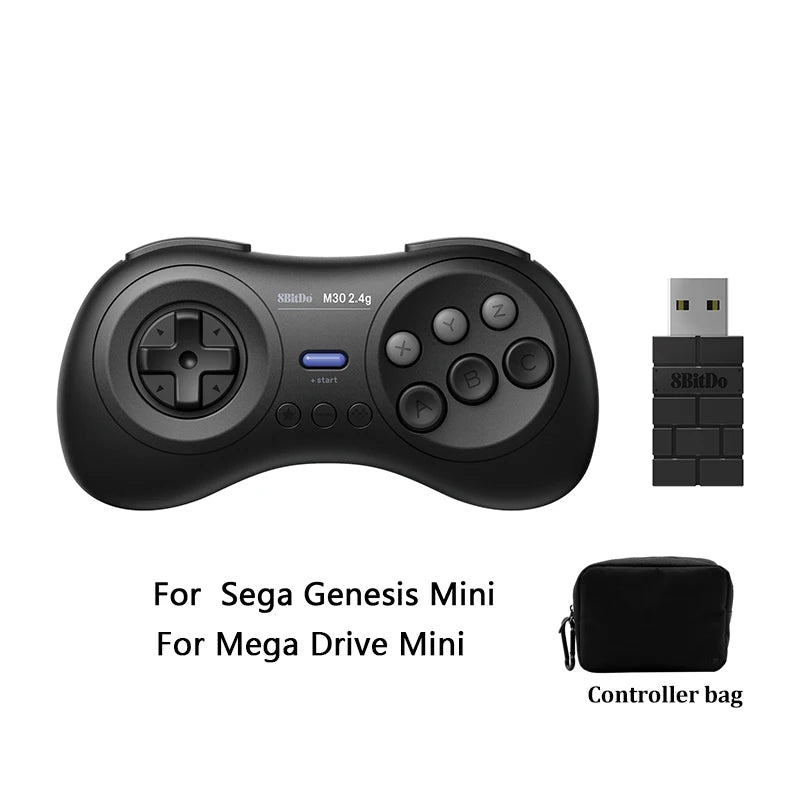 8BitDo for Gega Genesis Mini and Mega Drive Mini M30 2.4G Wireless Black and White Gamepad  Wireless Game Controller