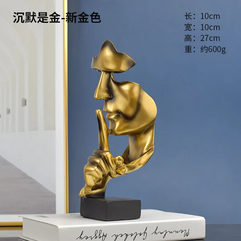 European-style "Silence Is Golden" Series of Abstract Resin Sculptures Decorative Items for Living Rooms Offices Creative Gifts