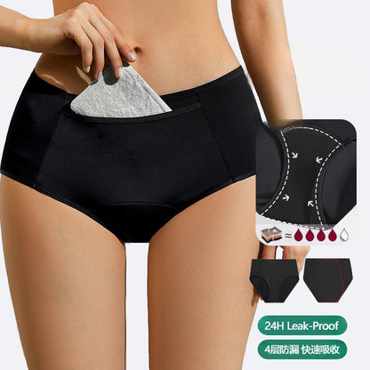 Nylon large size leak-proof menstrual period panties with pocket design 3PCS