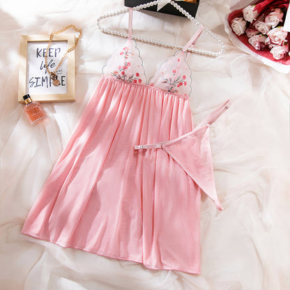 Conjunto de lencería para mujer, camisola con abertura lateral de encaje.