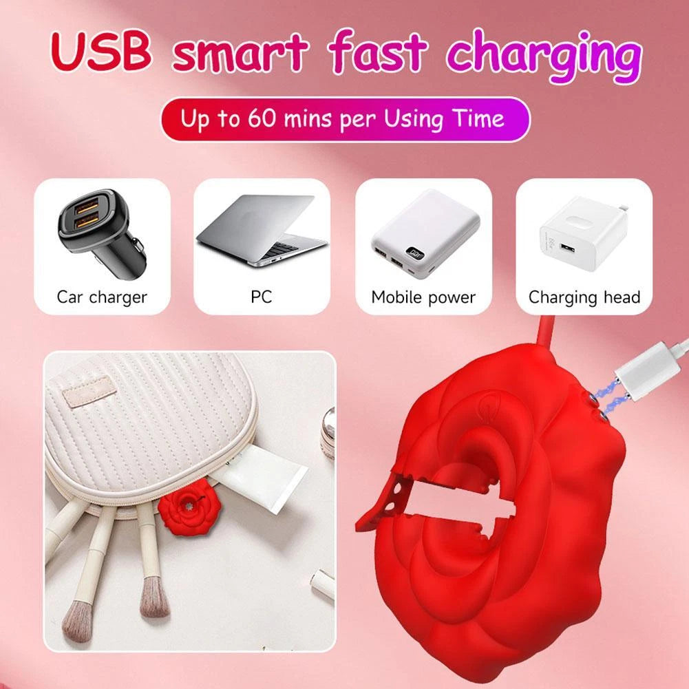 Smart Rose Silicone Massage Clip – Adjustable Vibration, Portable & Comfortable